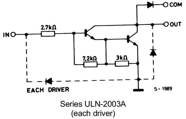 ULN2003內(nèi)部集成的達(dá)林頓管電路